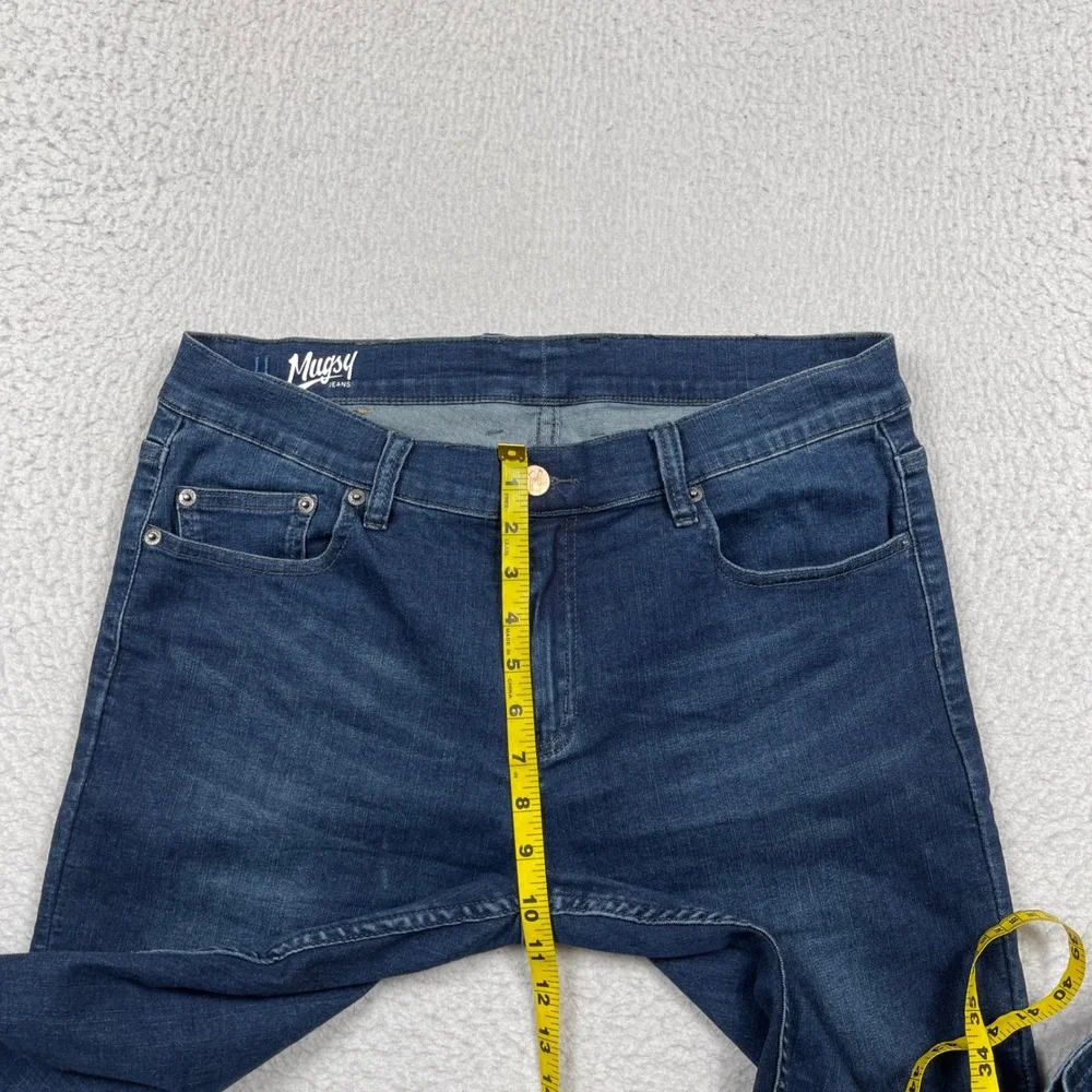 Mugsy Jeans Slim Fit Mens 33x30 Blue Dark Wash Stretch Denim MFLX2SFU Casual